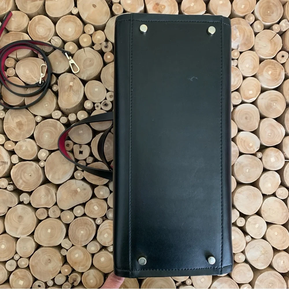 Kate Spade Black Sweetheart Pink Kyra Arbour Hill Leather Tote Bag - Picture 4 of 14